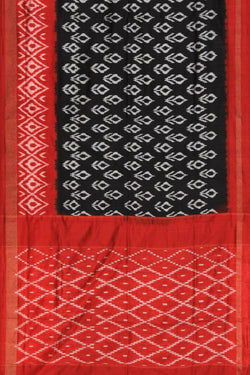 Image of Pochampally Silk Ikat Black Saree