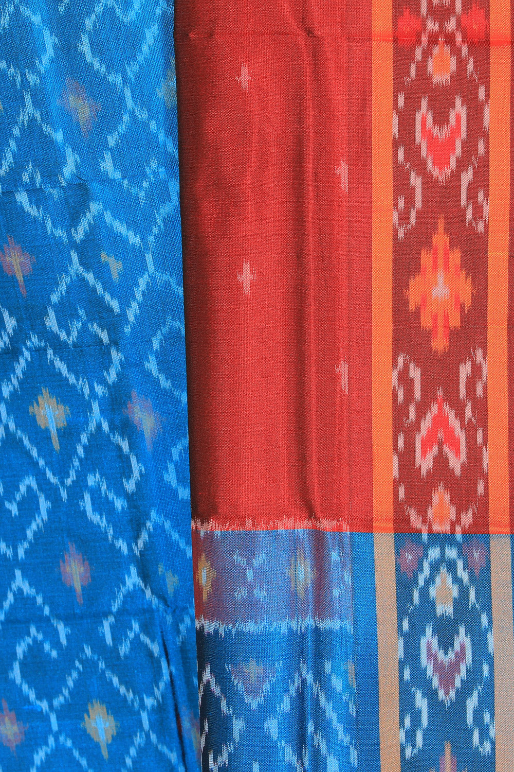 Collection of Pochampally Ikat Silk Unstitched Suit With Dupatta (3 Pcs Set) in a gallery layout