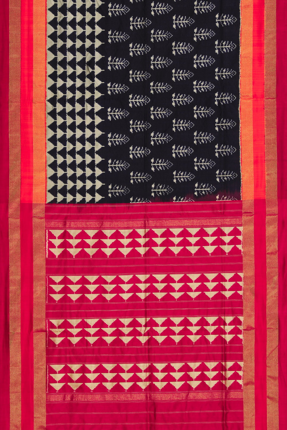 Collection of Pochampally Silk Ikat Navy Blue Saree in a gallery layout