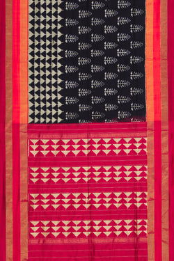 Collection of Pochampally Silk Ikat Navy Blue Saree in a gallery layout