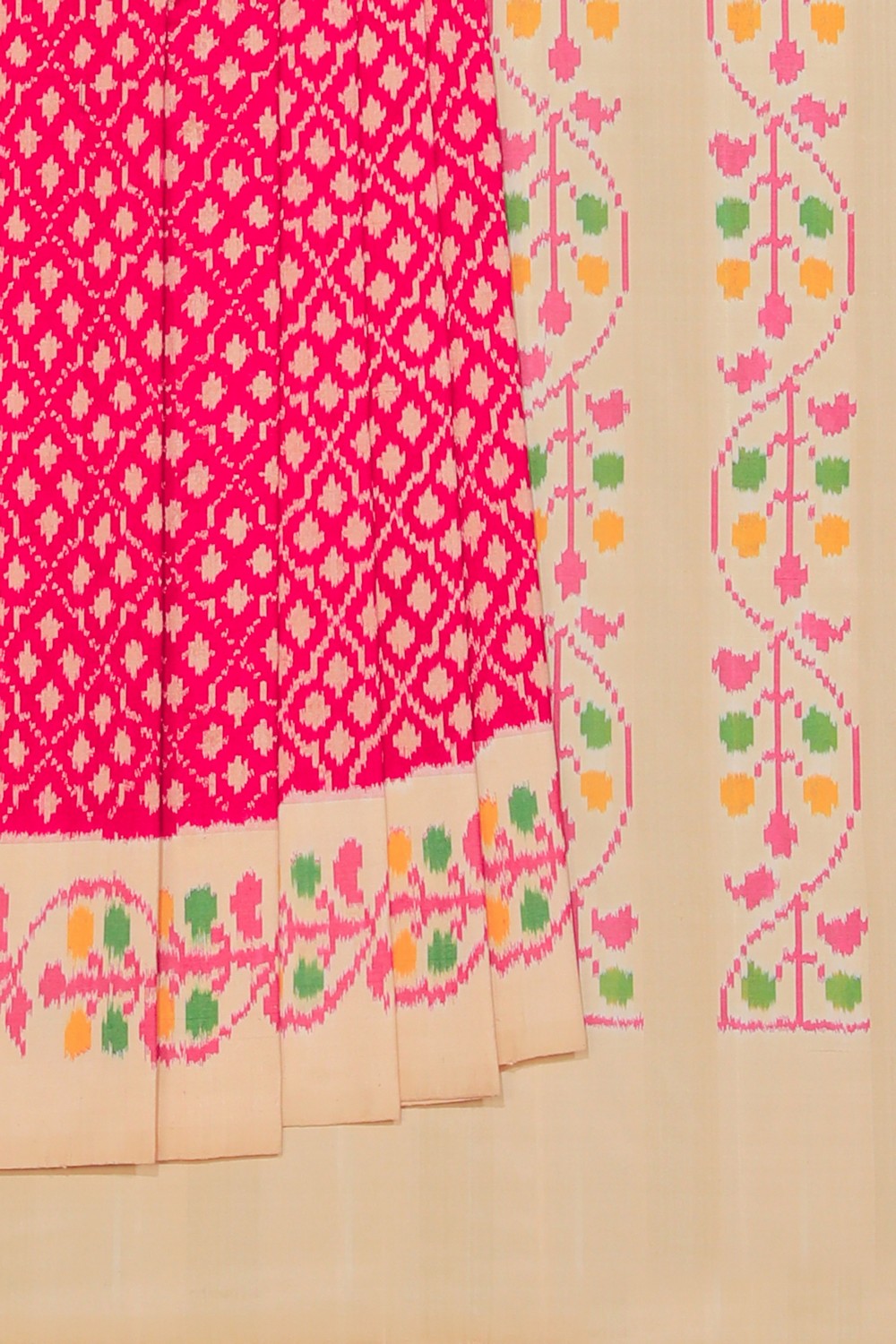 Collection of Pochampally Silk Ikat Pink Saree in a gallery layout