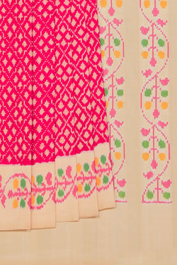 Collection of Pochampally Silk Ikat Pink Saree in a gallery layout