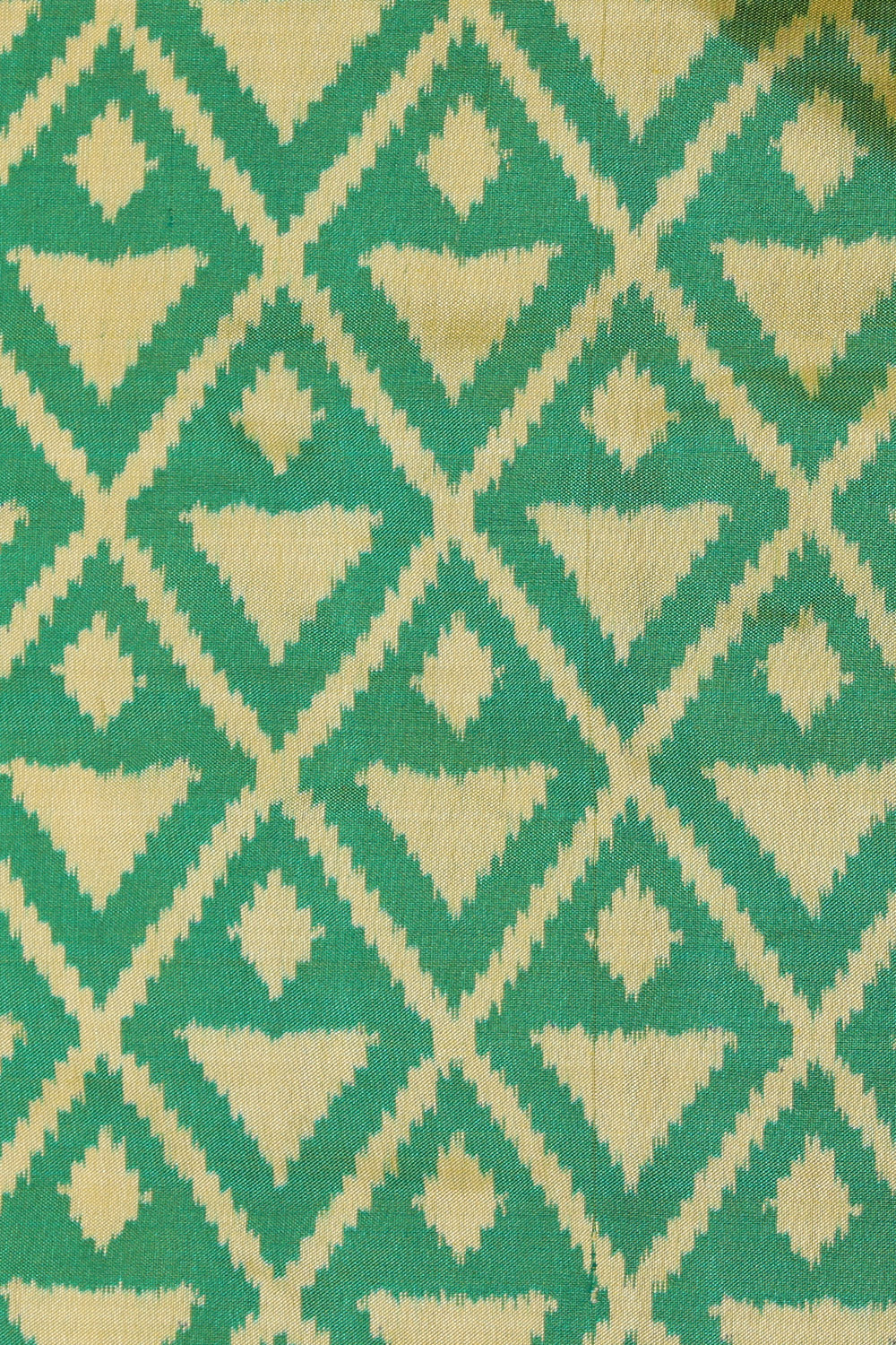 Image of Pochampally Silk Ikat Green Saree