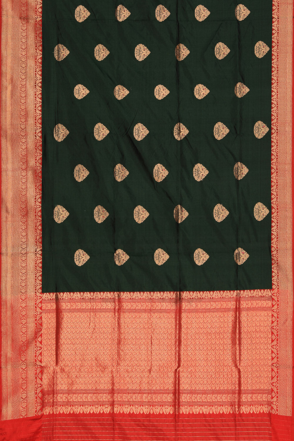 Collection of Banarasi Silk Bottle Green Saree in a gallery layout