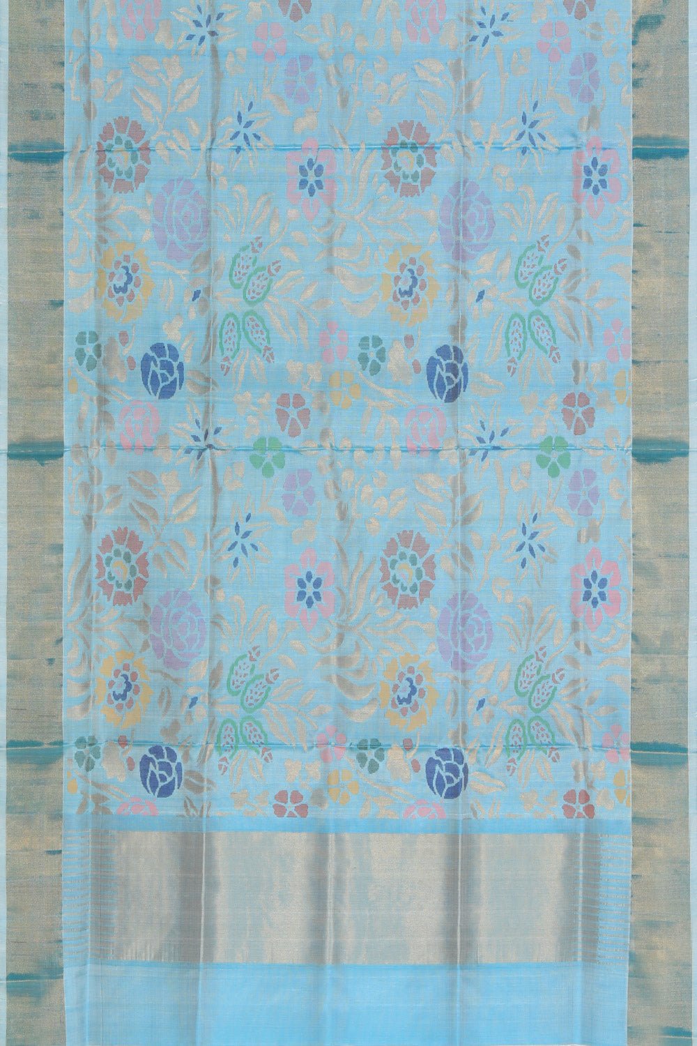 Collection of Uppada Silk Sky Blue Dupatta in a gallery layout