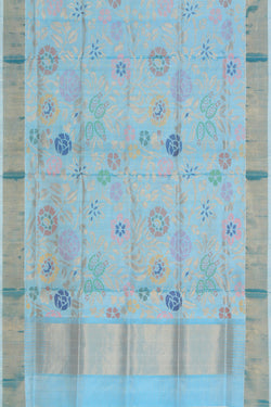 Collection of Uppada Silk Sky Blue Dupatta in a gallery layout