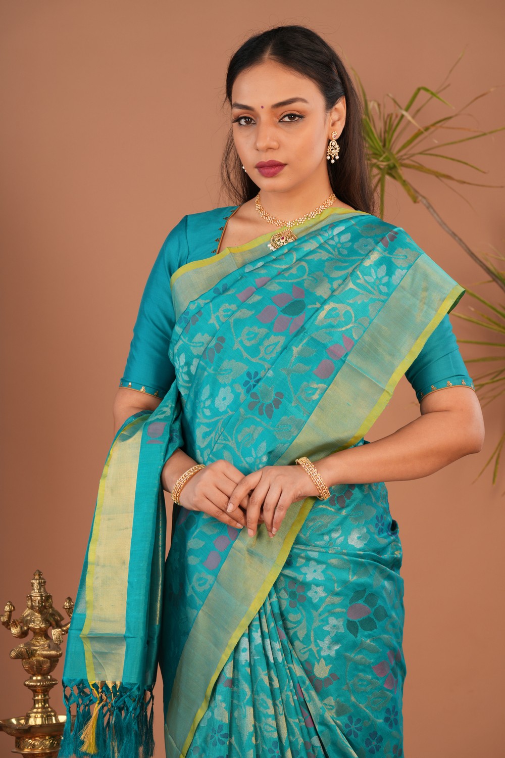 Image of Uppada Silk Teal Blue Saree