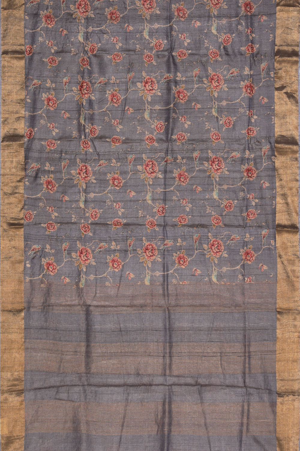 Collection of Tussar Silk Grey Saree in a gallery layout