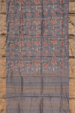 Collection of Tussar Silk Grey Saree in a gallery layout