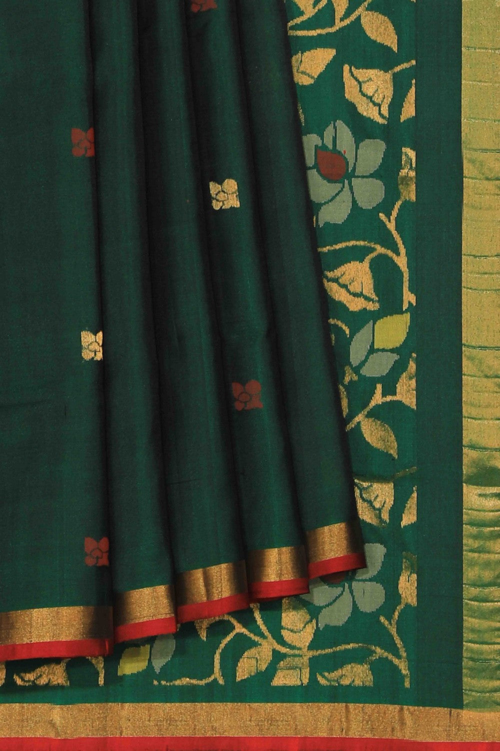 Uppada Silk Bottle Green Saree