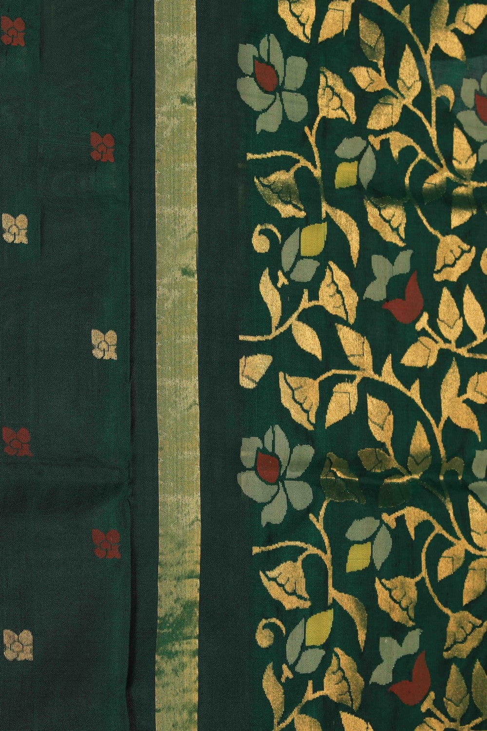 Uppada Silk Bottle Green Saree