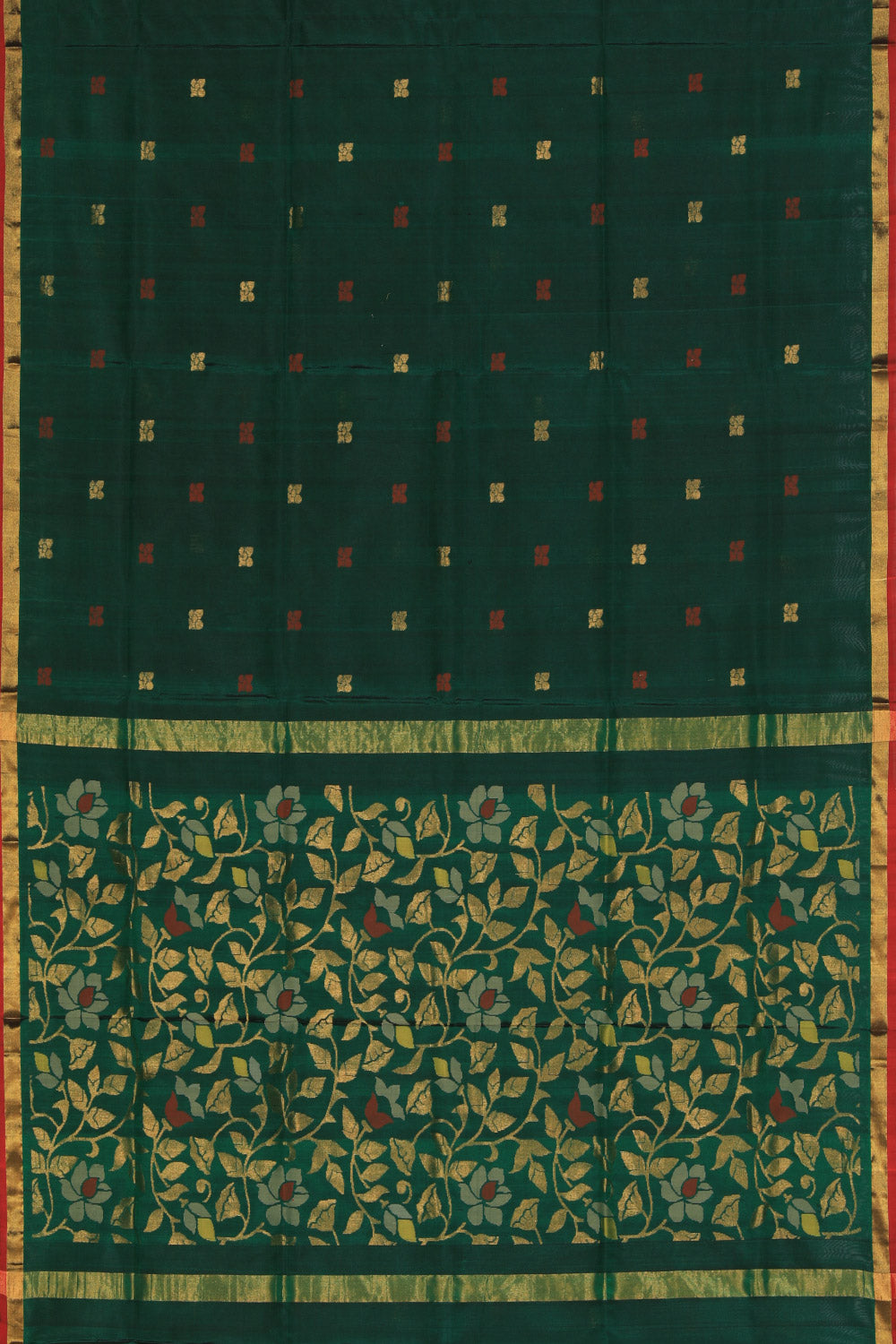 Uppada Silk Bottle Green Saree