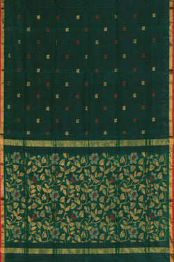 Image of Uppada Silk Bottle Green Saree