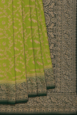 Collection of Banarasi Georgette Spring Green Saree in a gallery layout