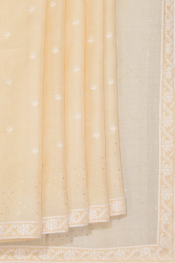 Collection of Tussar Silk Ivory Off-White Saree in a gallery layout