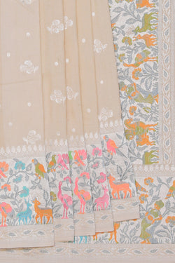 Collection of Banarasi Tussar Silk Off-White Saree in a gallery layout