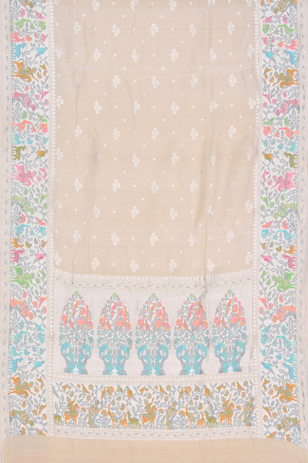 Collection of Banarasi Tussar Silk Off-White Saree in a gallery layout