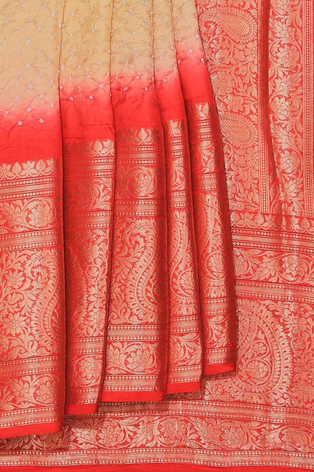 Collection of Bandhani Beige Saree in a gallery layout