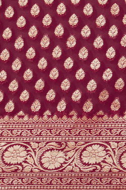 Collection of Banarasi Georgette Deep-Wine Violet Saree in a gallery layout