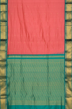 Image of Narayanpet Silk Coral Pink Saree