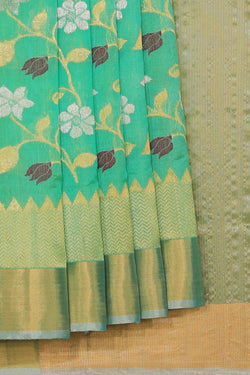 Collection of Chanderi Green Saree in a gallery layout