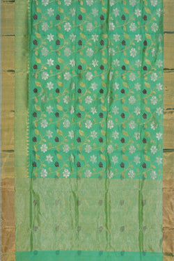 Collection of Chanderi Green Saree in a gallery layout