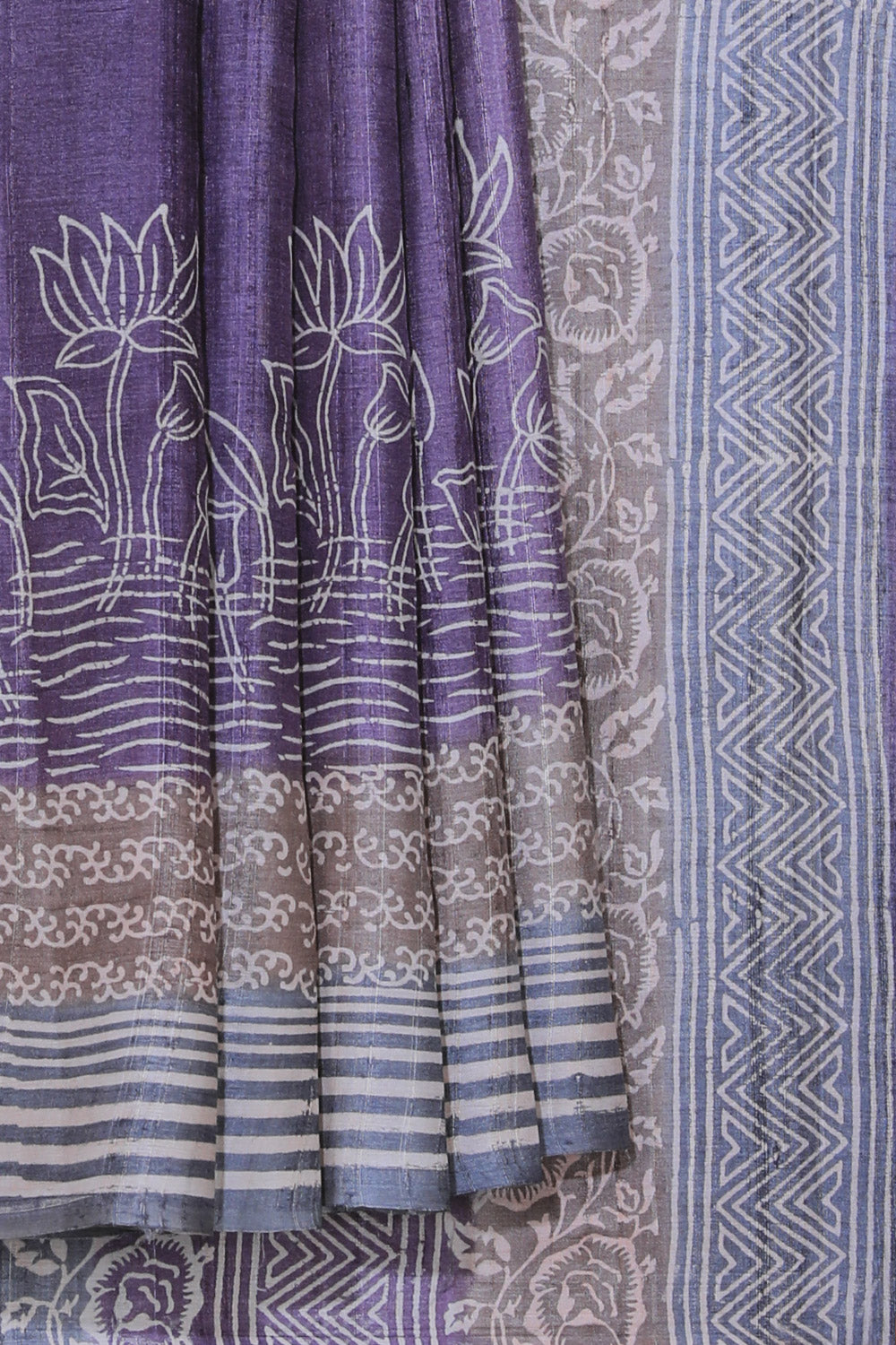 Collection of Tussar Silk Purple Saree in a gallery layout