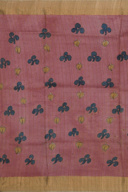 Collection of Tussar Kalamkari Hand-Painted Green Saree in a gallery layout