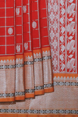 Image of Venkatagiri Silk Red Saree