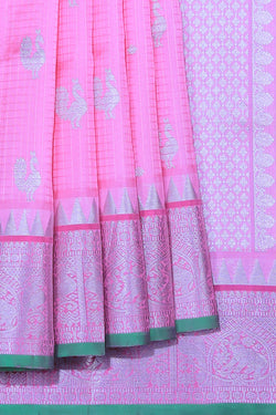 Collection of Venkatagiri Silk Pink Saree in a gallery layout