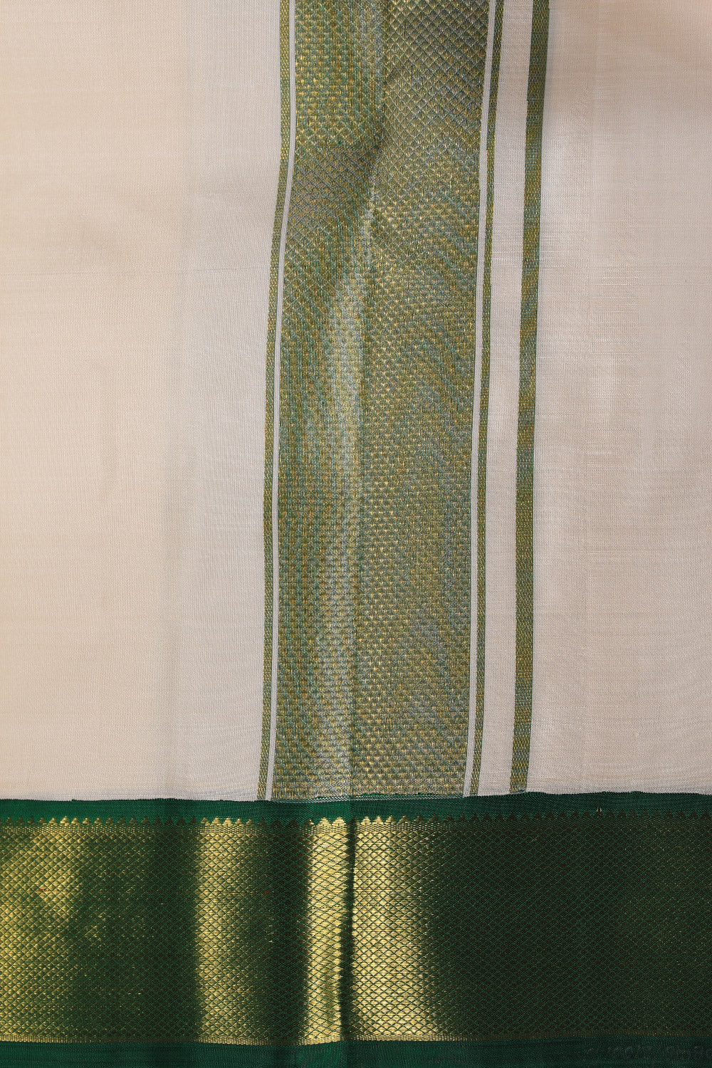 Collection of Arani Silk Off-White Dhoti With Kanduva (8 X 4) in a gallery layout