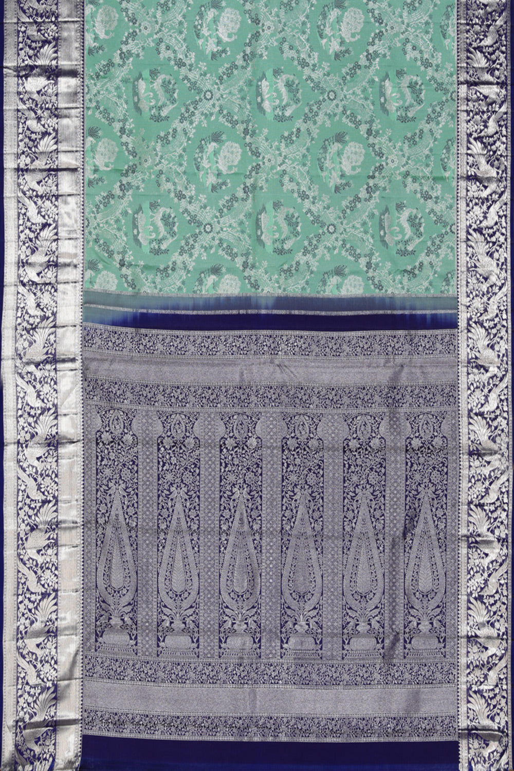 Kanchipattu Brocade Pastel-Green Saree