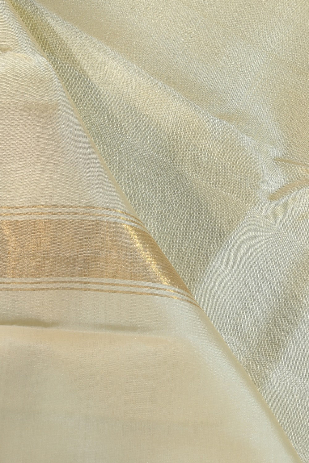 Collection of Kanchi Silk Off-White Dhoti With Kanduva (8 X 4) in a gallery layout