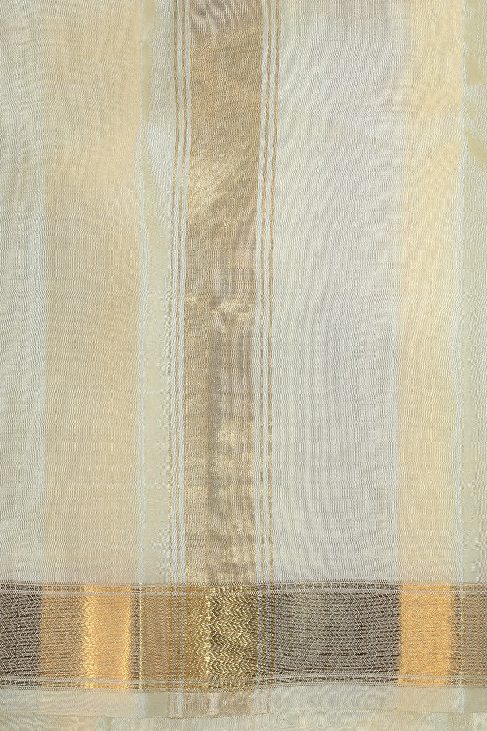 Collection of Kanchi Silk Off-White Dhoti With Kanduva (8 X 4) in a gallery layout