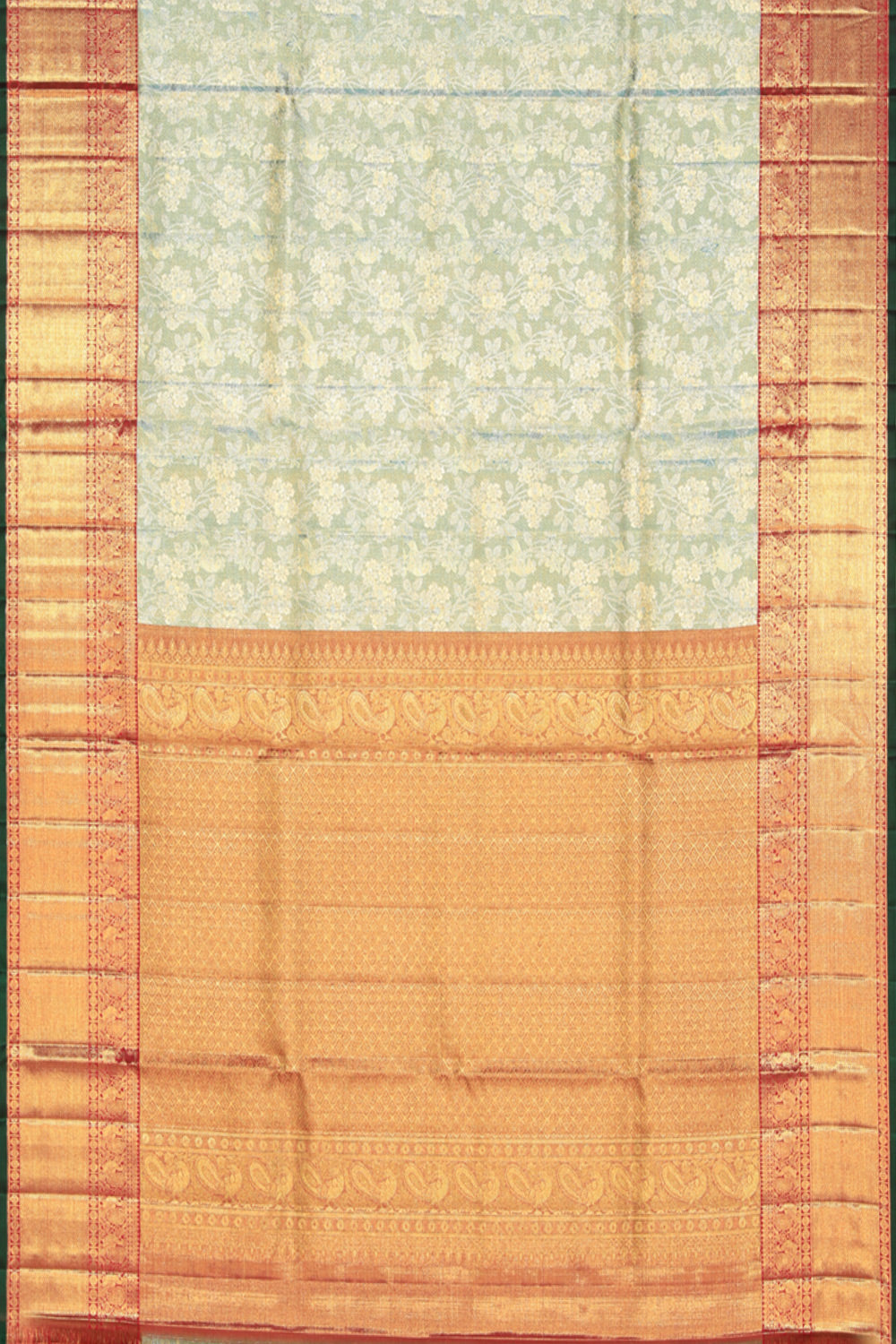 Kanchipattu Tissue Brocade Sea Green Saree