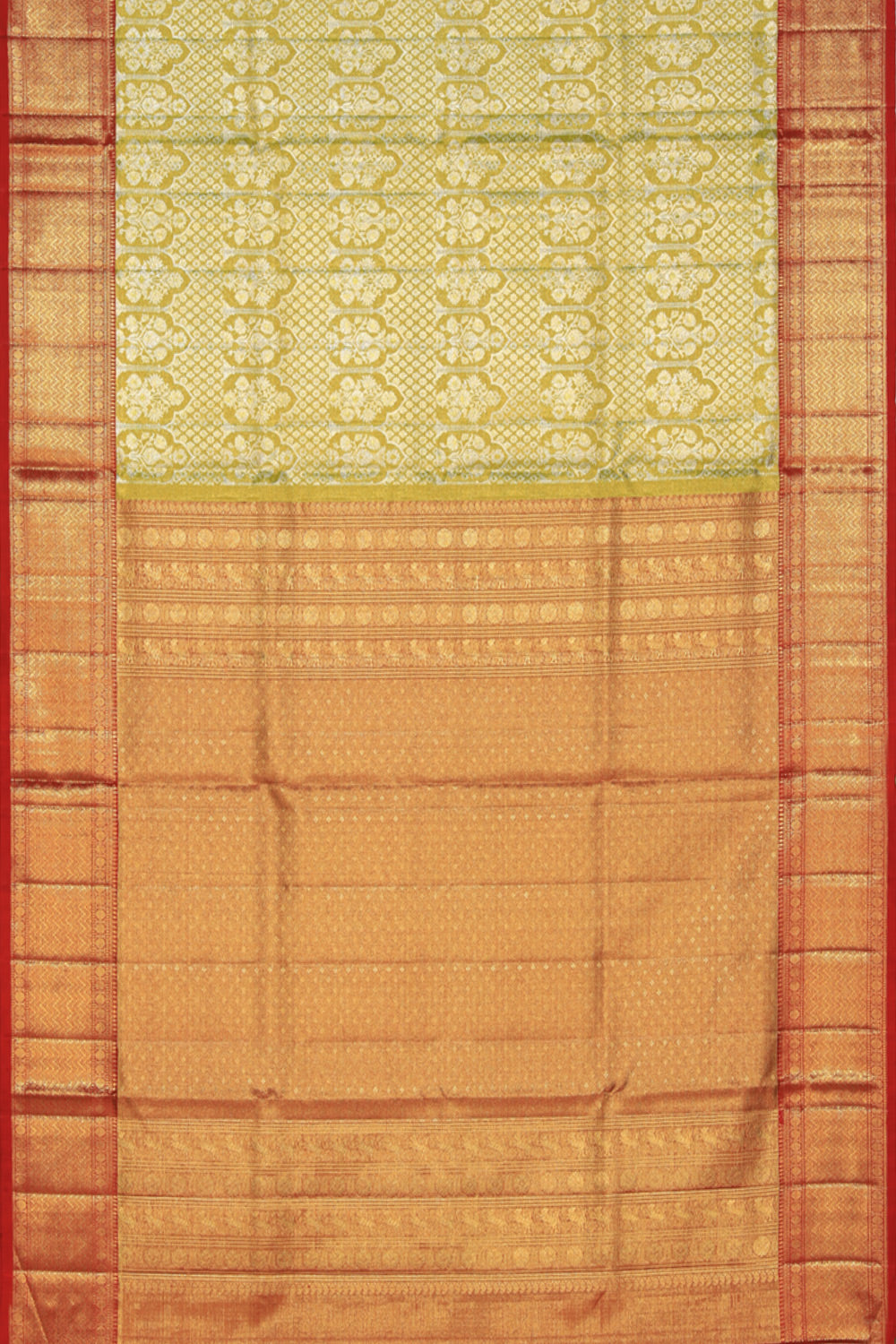 Kanchipattu Tissue Brocade Spring Green Saree