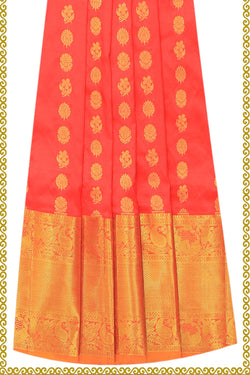 Image of Kanchipattu Red Pavada Unstitched Set