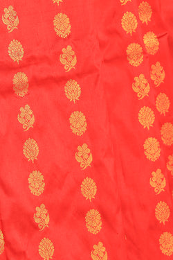 Image of Kanchipattu Red Pavada Unstitched Set