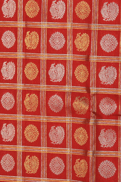 Collection of Kanchipattu Brocade Red Pavada Unstitched Set in a gallery layout