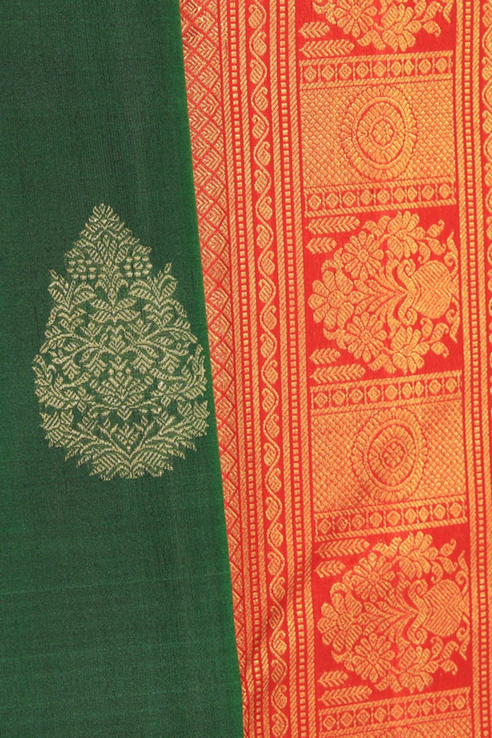 South Silk Bottle Green Saree