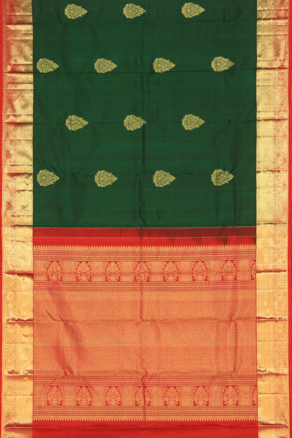 South Silk Bottle Green Saree