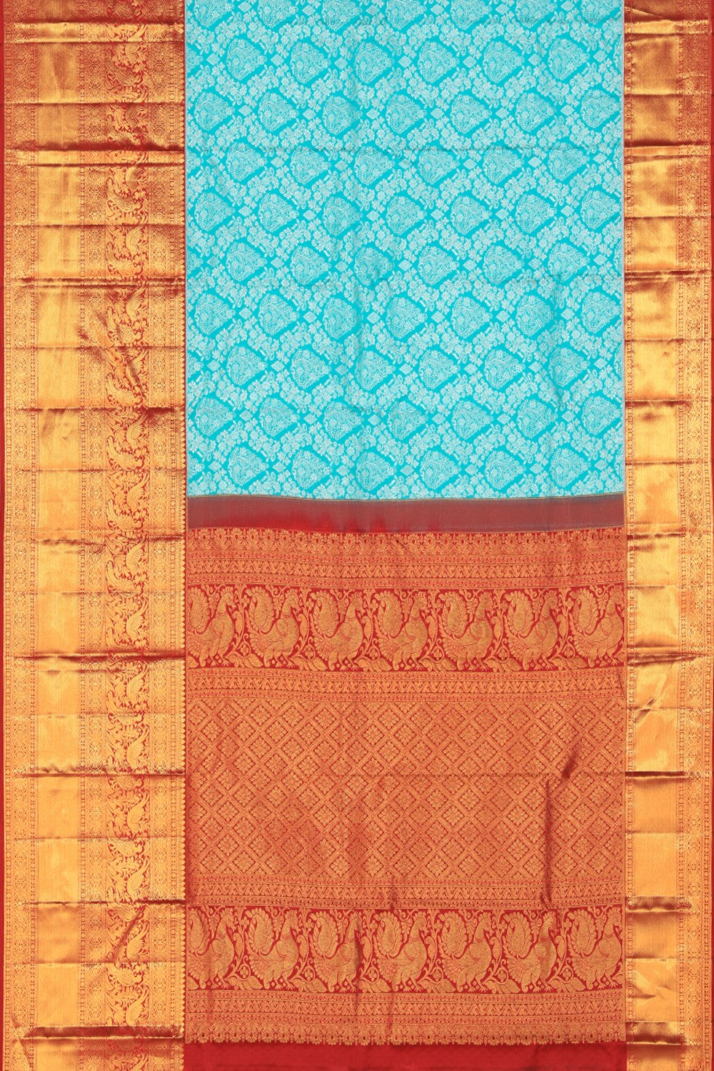 Kanchipattu Brocade Turquoise Blue Saree