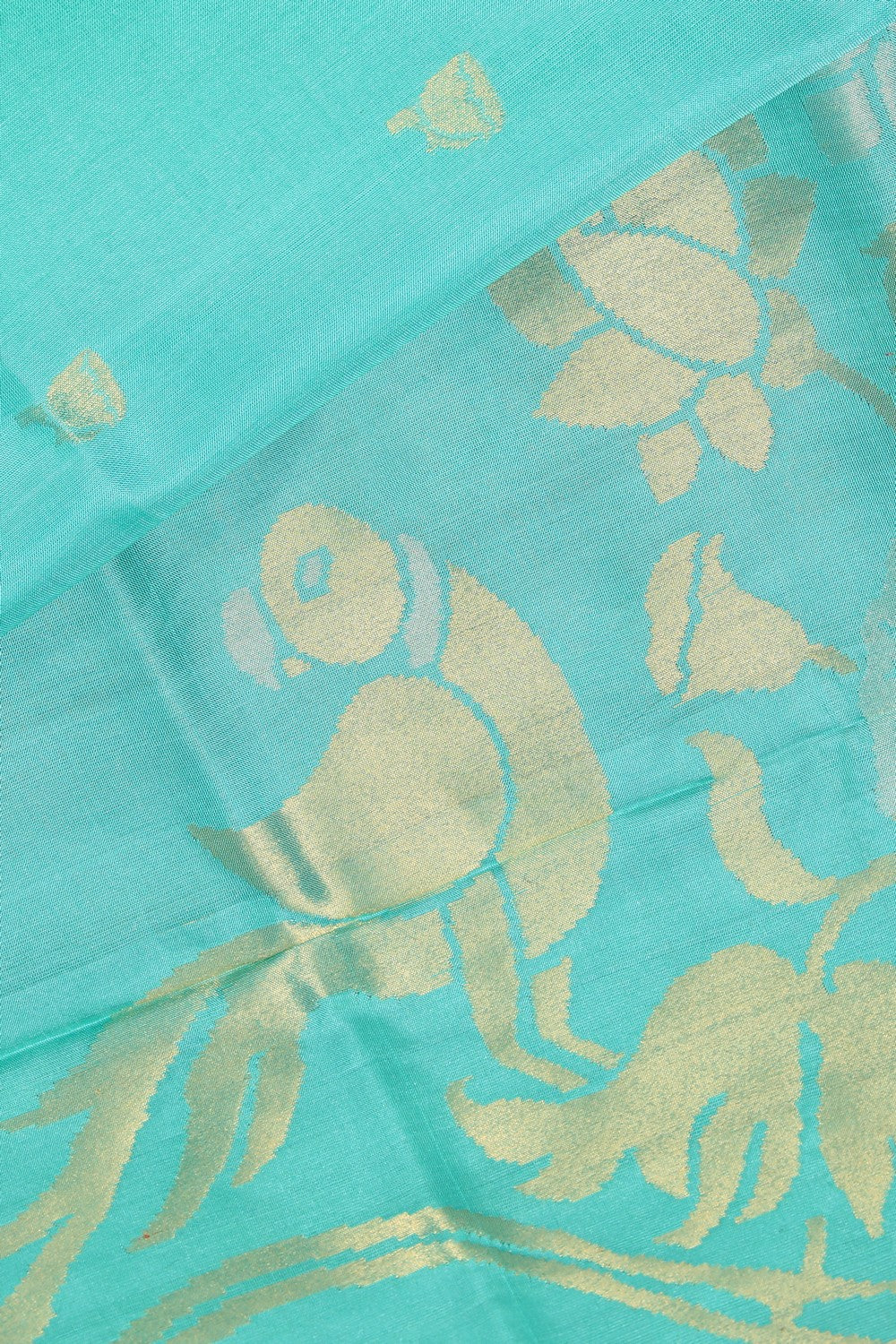 Collection of Uppada Silk Turquoise Green Saree in a gallery layout