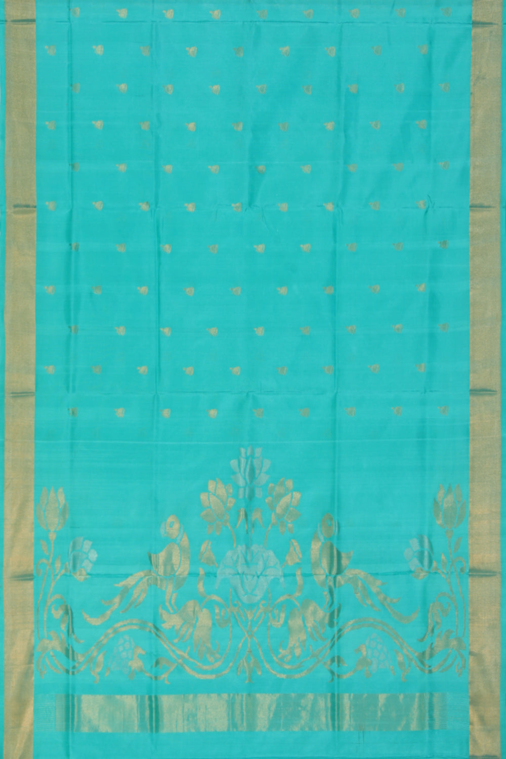 Collection of Uppada Silk Turquoise Green Saree in a gallery layout