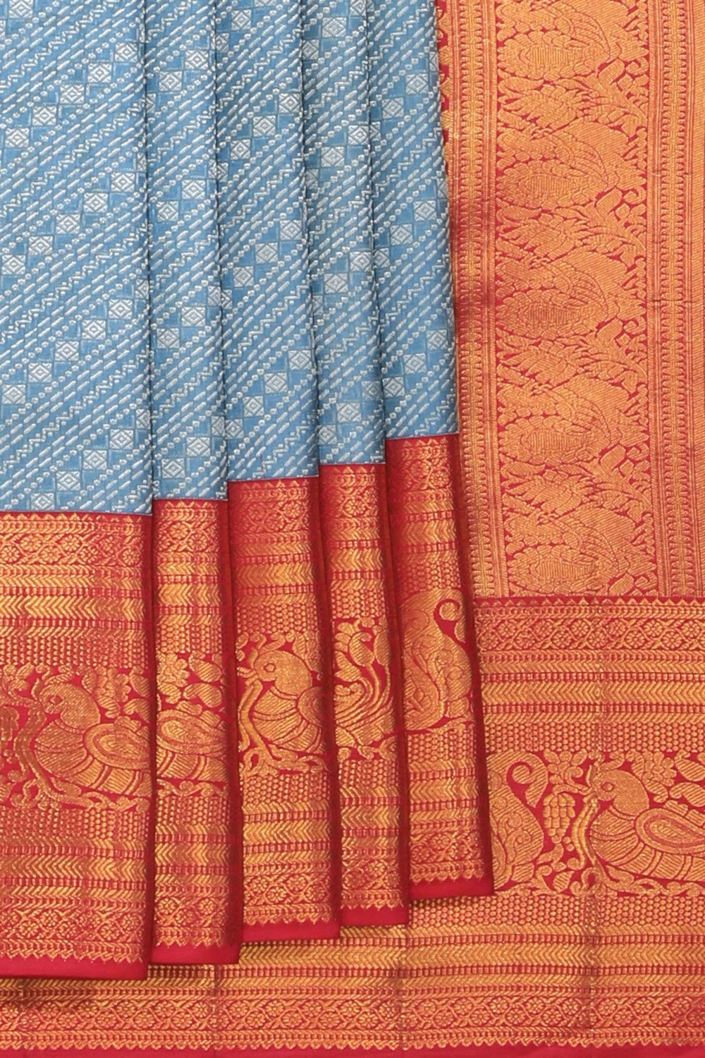 Image of Kanchipattu Brocade Smoky Grey Saree