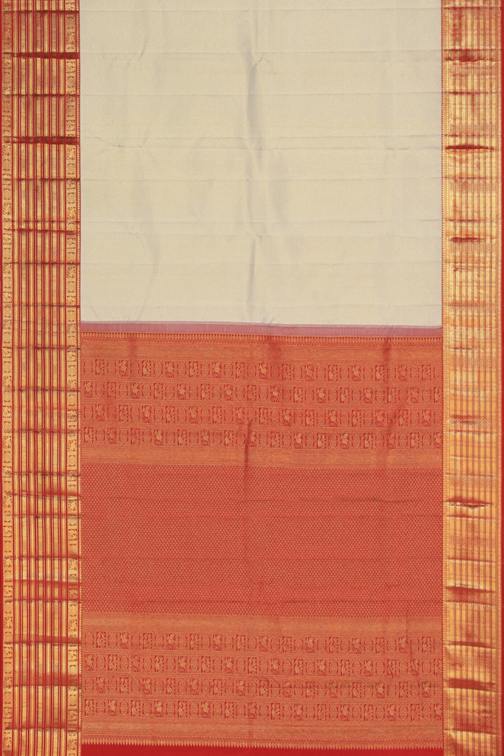 Collection of Kanchipattu Brocade Off-White Saree in a gallery layout