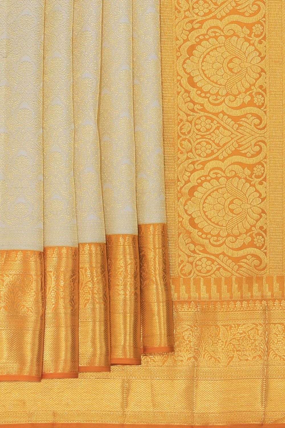 Collection of Kanchipattu Brocade Off-White Saree in a gallery layout