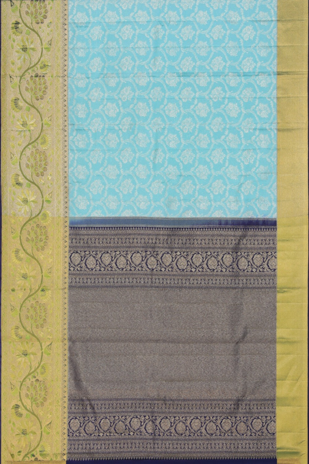 Kanchipattu Tissue Brocade Turquoise Green Saree