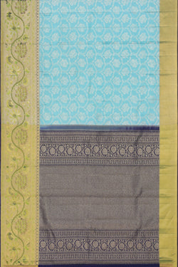 Image of Kanchipattu Tissue Brocade Turquoise Green Saree