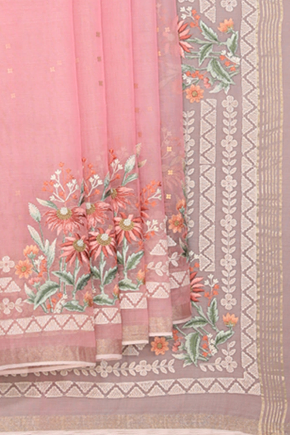 Collection of Kora Silk Pink Saree in a gallery layout